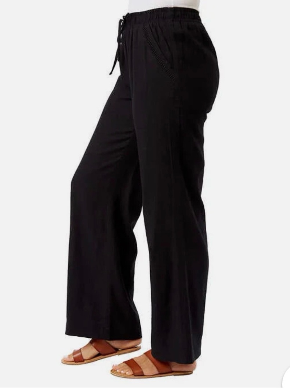 Briggs New York Black Wide-Leg Drawstring Pants - Picture 3 of 13